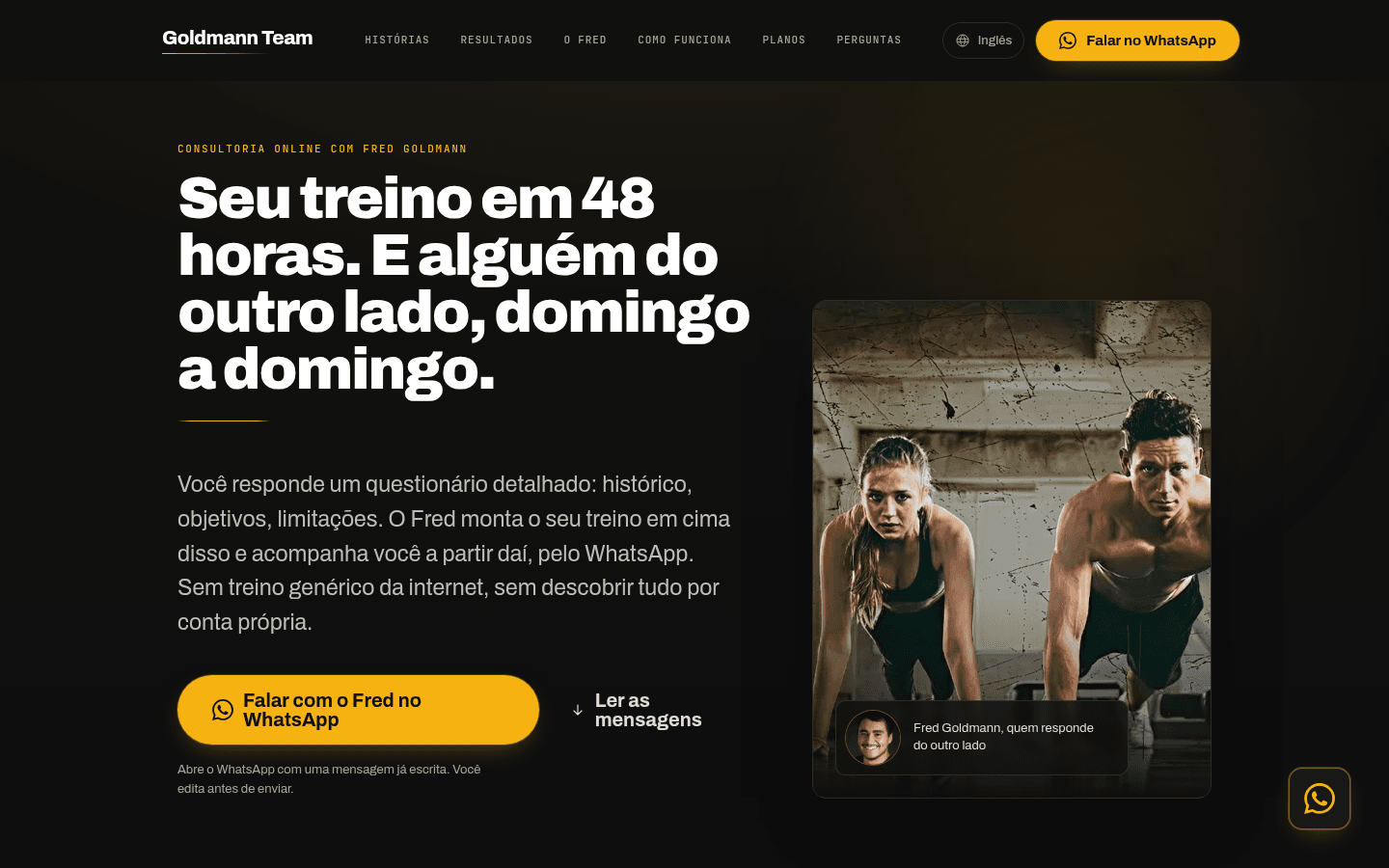 Tela do projeto Goldmann Team
